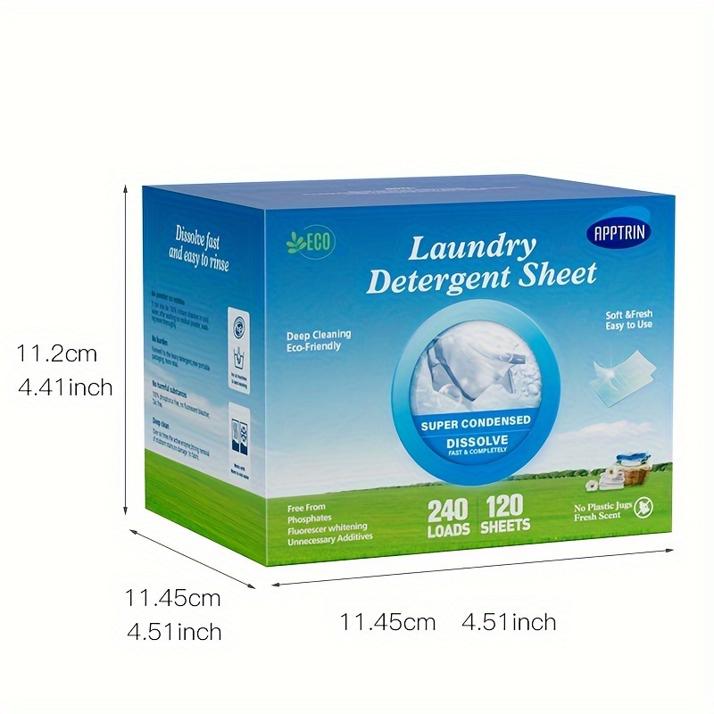 APPTRIN Laundry Detergent Sheets 120 Load,Fresh Scent Travel Laundry Sheets  Washing Sheets for Home Dorm Travel 60 Sheets