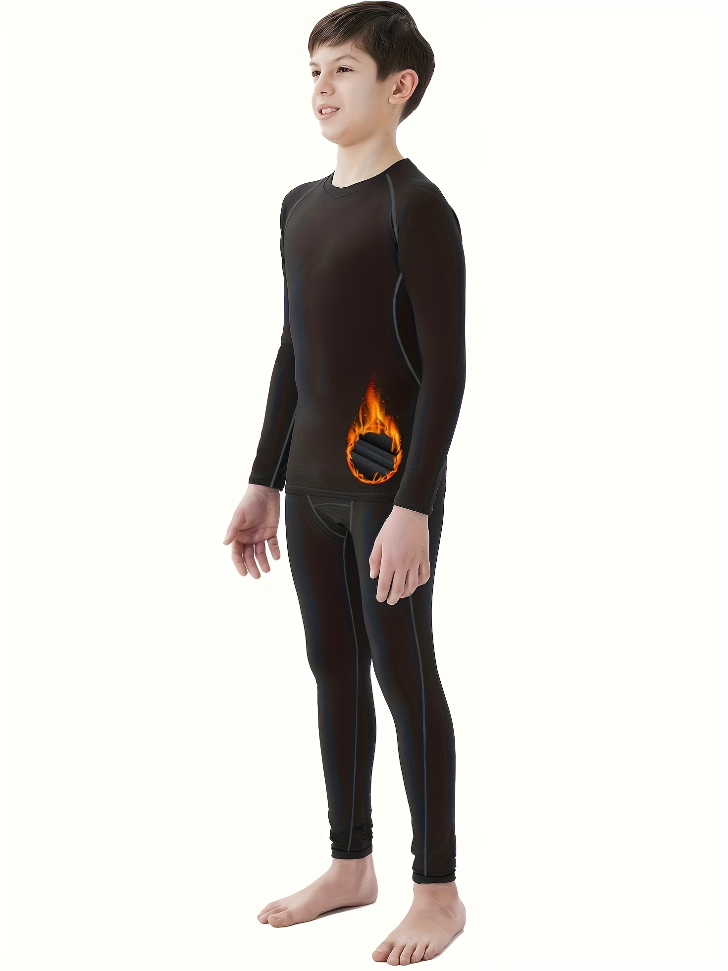  Boys Thermal Compression Leggings Pants Youth Fleece