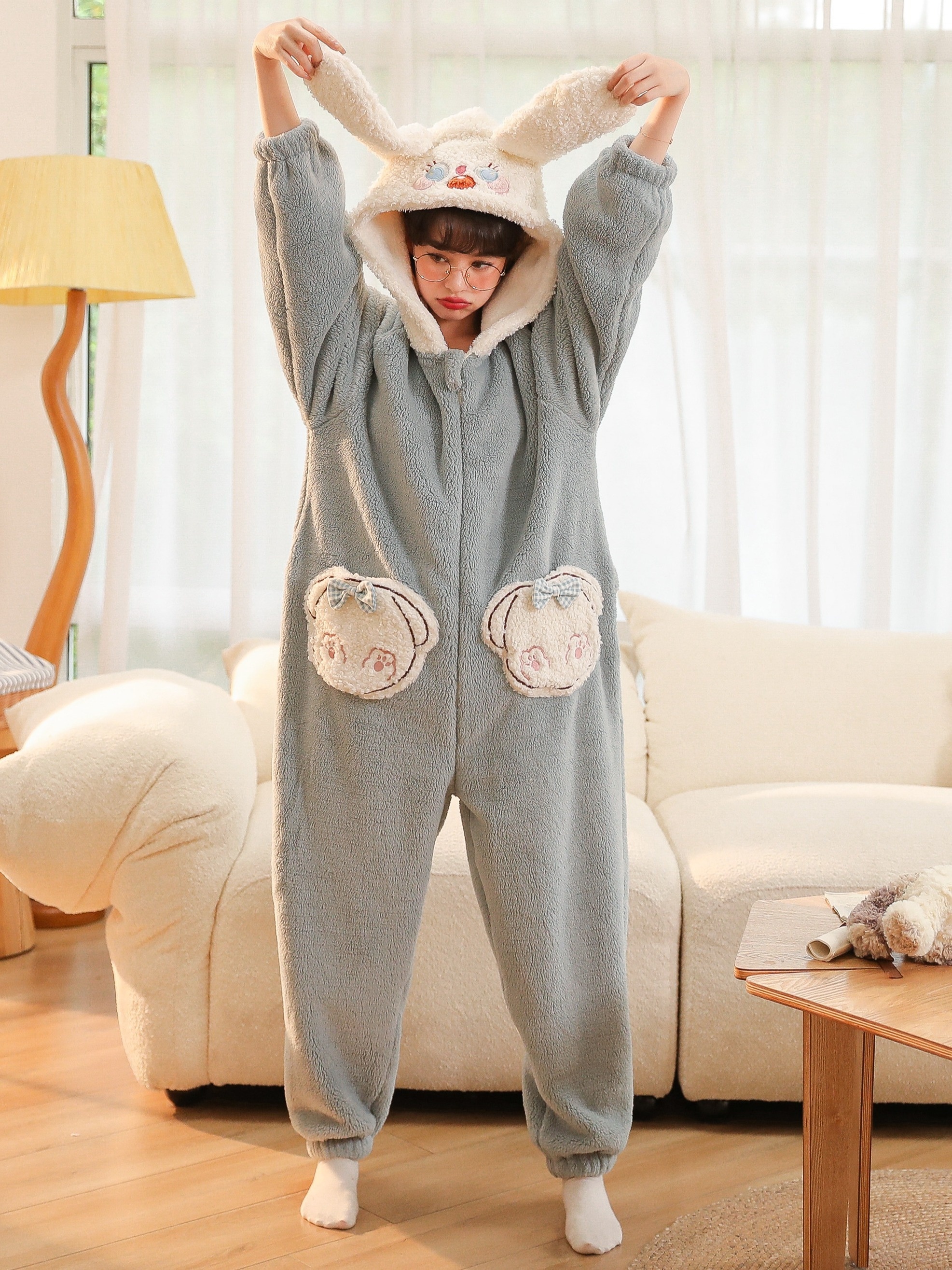 Costume Bunny Sleepwear Ralphie Bunny Suit Pajamas Pink Rabbit