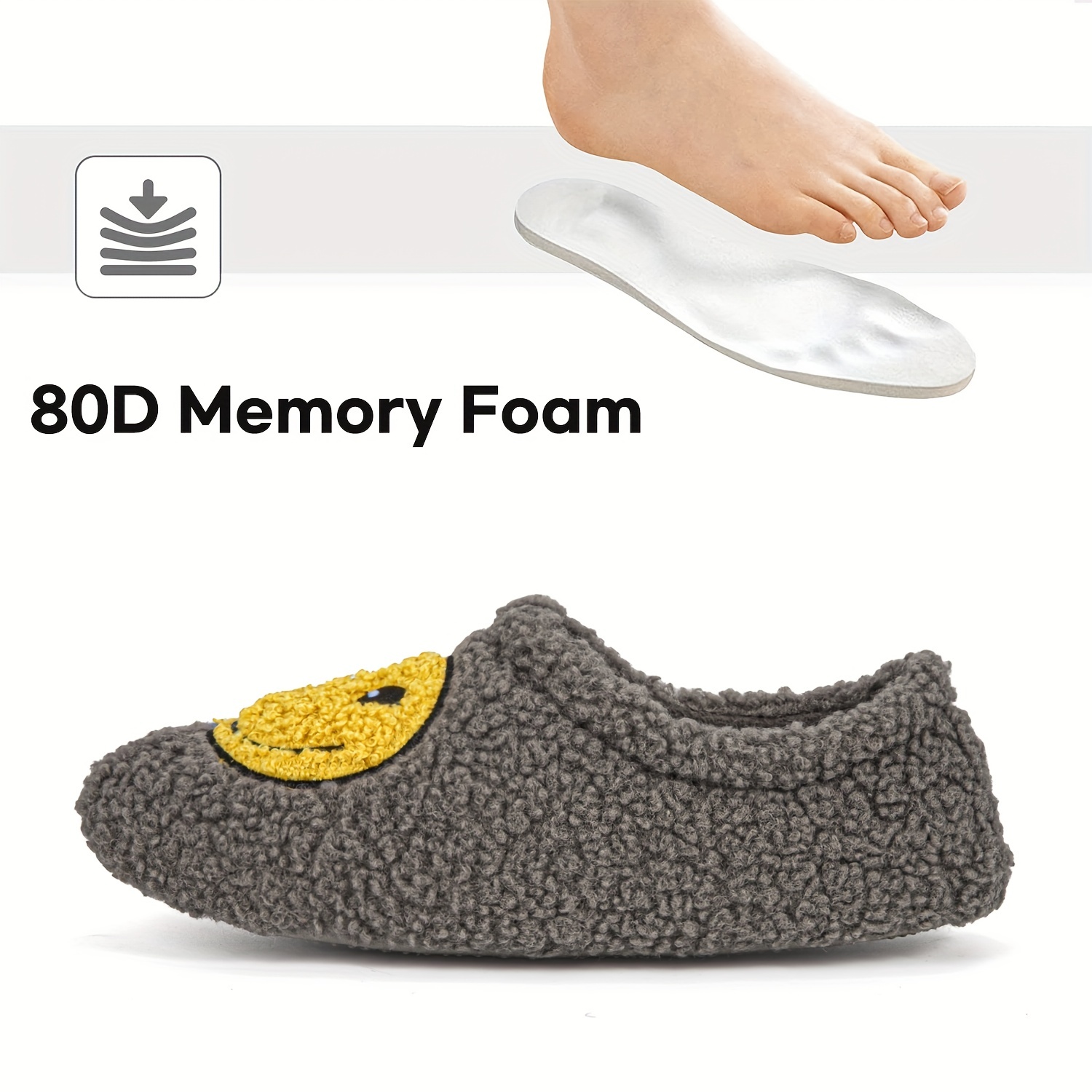 Retro Smile Face Slippers Memory Foam House Shoes