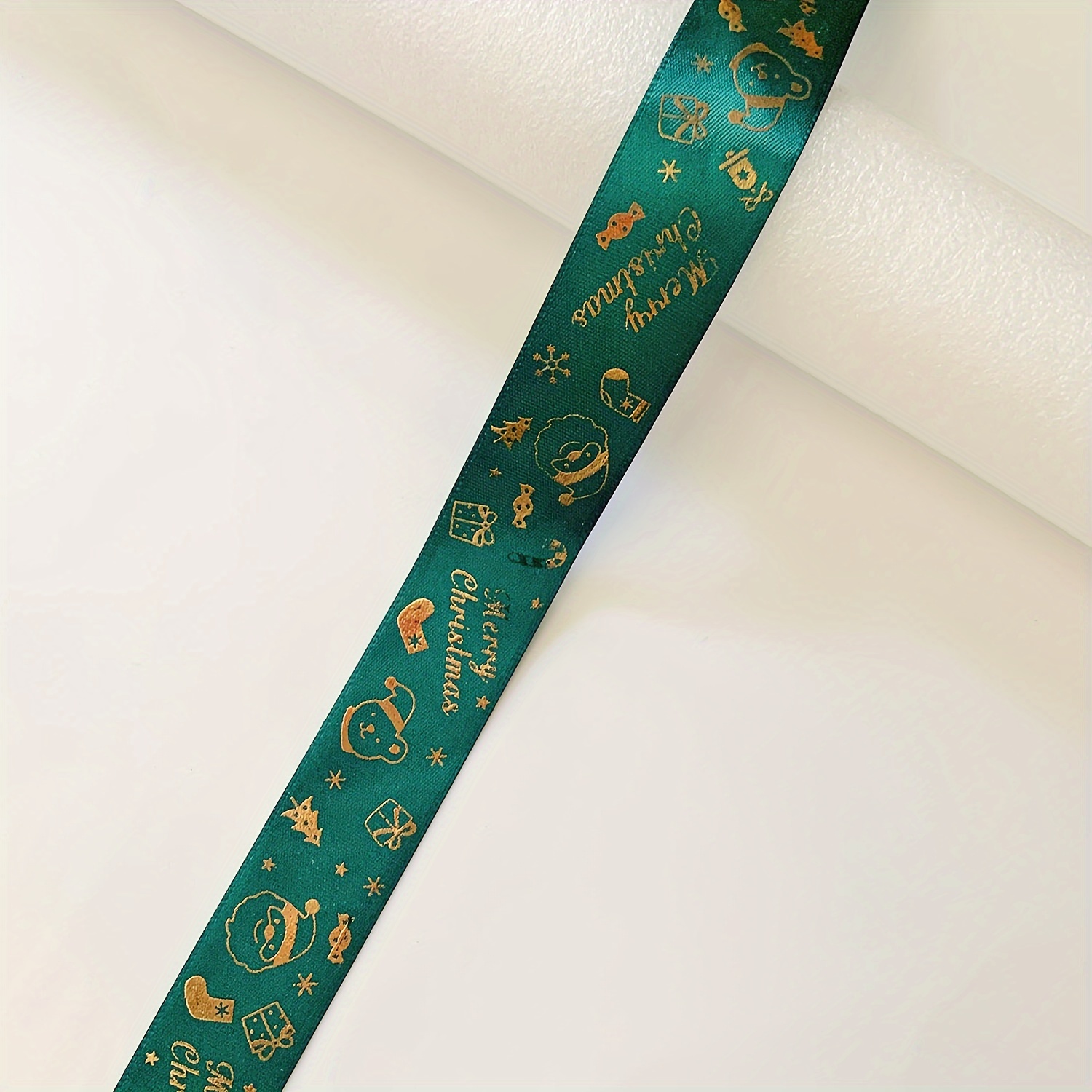 2 Yards Hot Green Christmas Webbing Gilding Ribbon Printed - Temu