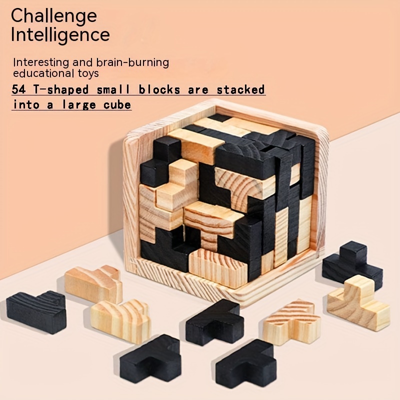 Wooden Cube Block Puzzle - Temu Canada