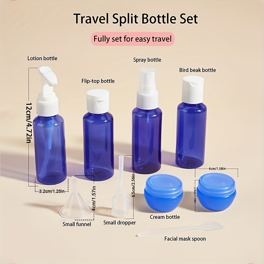 Conjunto 11 Piezas Kit Botellas Viaje Juego Contenedores - Temu