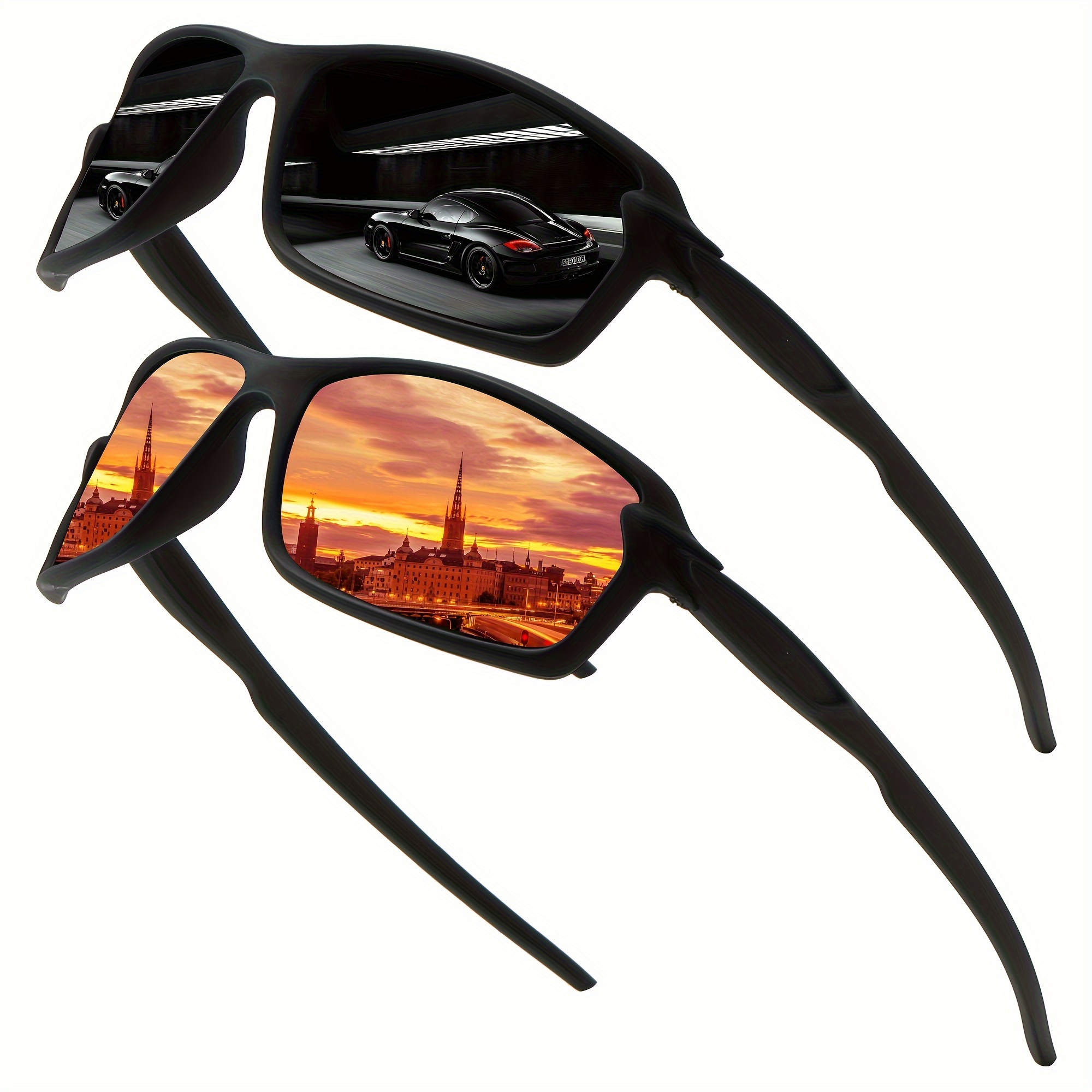 TureClos Men Polarized Sunglasses Cycling Fishing Outdoor Eyewear Fashion  Sports Eyeglasses Glasses Travel Anti-glare Protector Type 4 