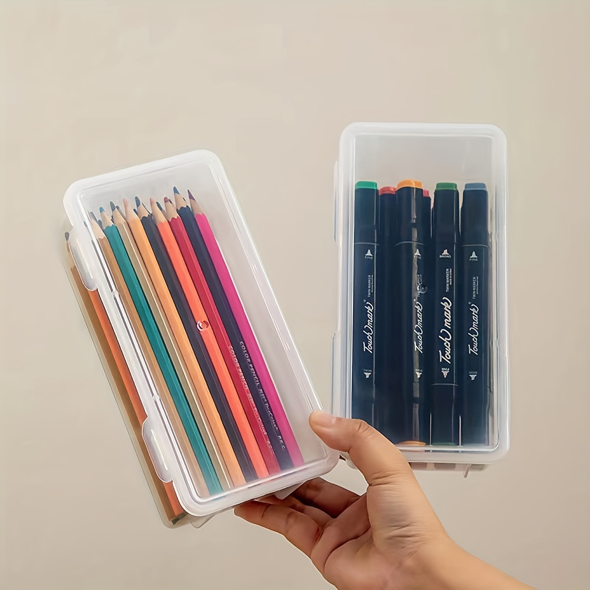 Organize Your Art Supplies With This Transparent Stackable Pencil Case -  Large Capacity For Sketching, Art Brushes & More! - Temu