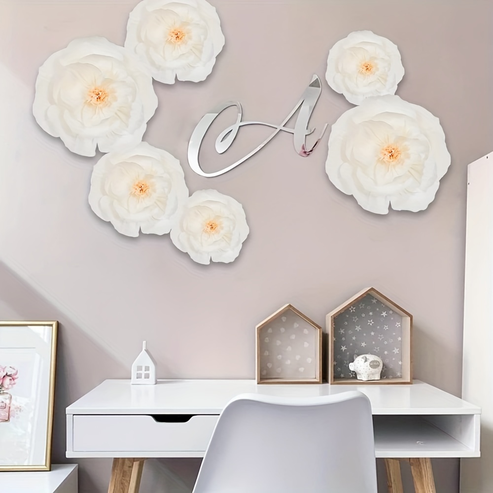 Paper Flowers Decorations for Wall, Large 3D Artificial Fake Flower Wall Decor Baby Girl Boy Nursery Room, Bridal Shower, Wedding Centerpiece, Party