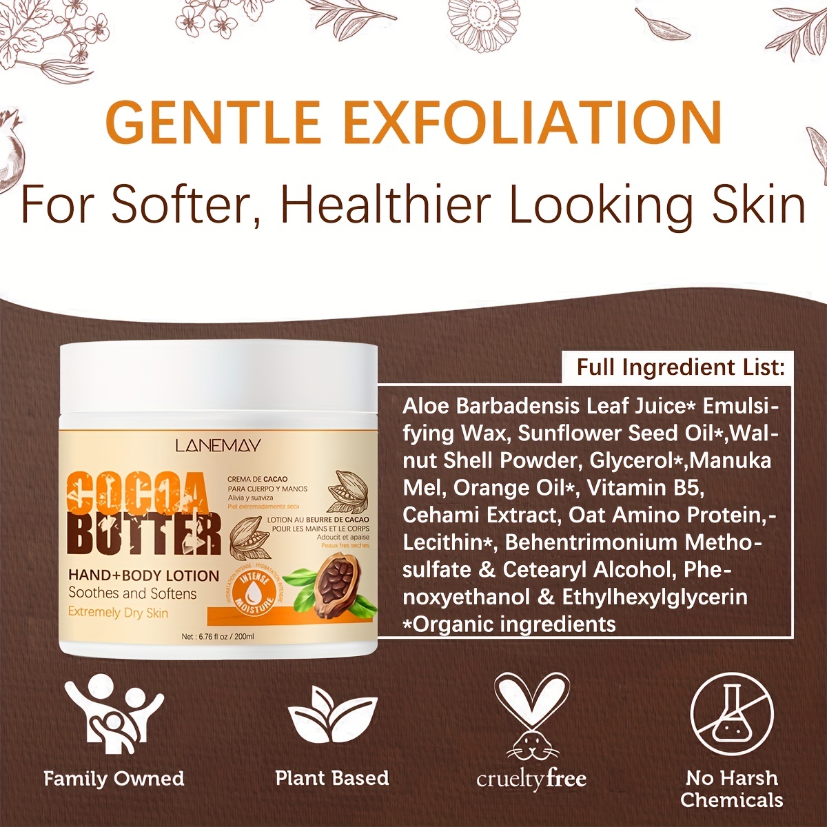 200ml Cocoa Butter Lotion for Dry Skin