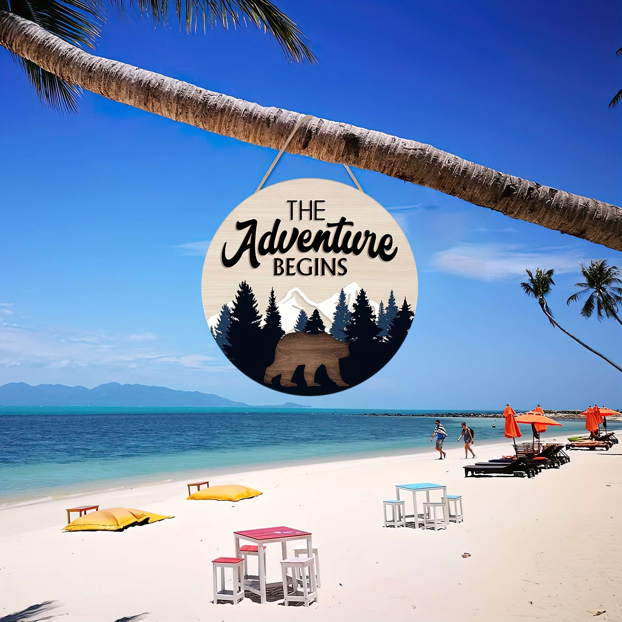 1 Pc * Wooden Hanging Sign, Woodland Nursery Decorations * Inspirational Quotes Wooden Plank Sign For Home Cabin Decoration, Forest Camping Signs Adventure Begins Wooden Hanging Signs 28 45 28 45 Cm G 601099518560731