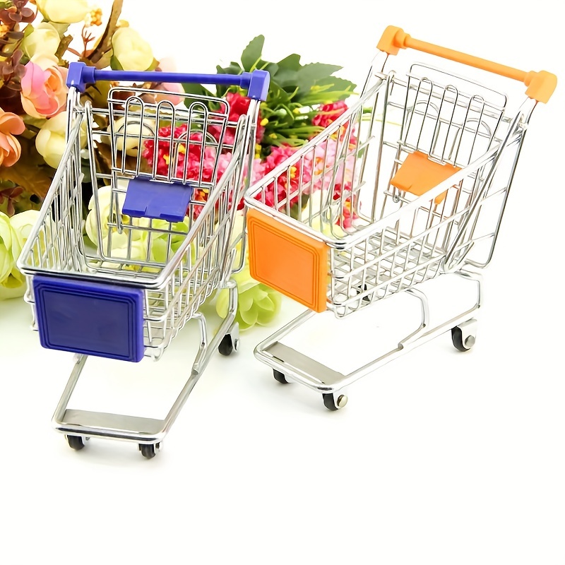 Mini carrito de compras, carrito de supermercado, mini carrito de compras,  mini juguete de almacenamiento de supermercado, adornos decorativos para