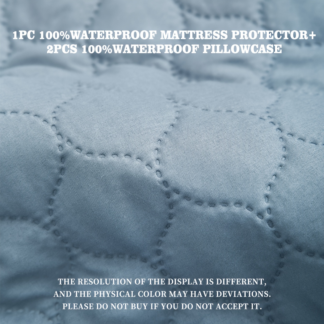 Blue Bedding Set, Waterproof Fitted Sheet Mattress Protector, Dust-proof  And Urine-proof Mattress Cover, Thickened Mattress Cover (1*fitted Sheet +  2*pillowcases) - Temu