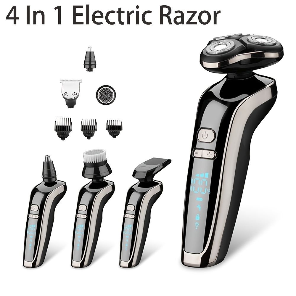 Electric Shaver For Hair Cutting Multi Purpose Beard Knife 3d Rotary Shaver  Razor For Men With Pop Up Sideburn Trimmer Wet And Dry With Wall Adapter -  Appliances - Temu