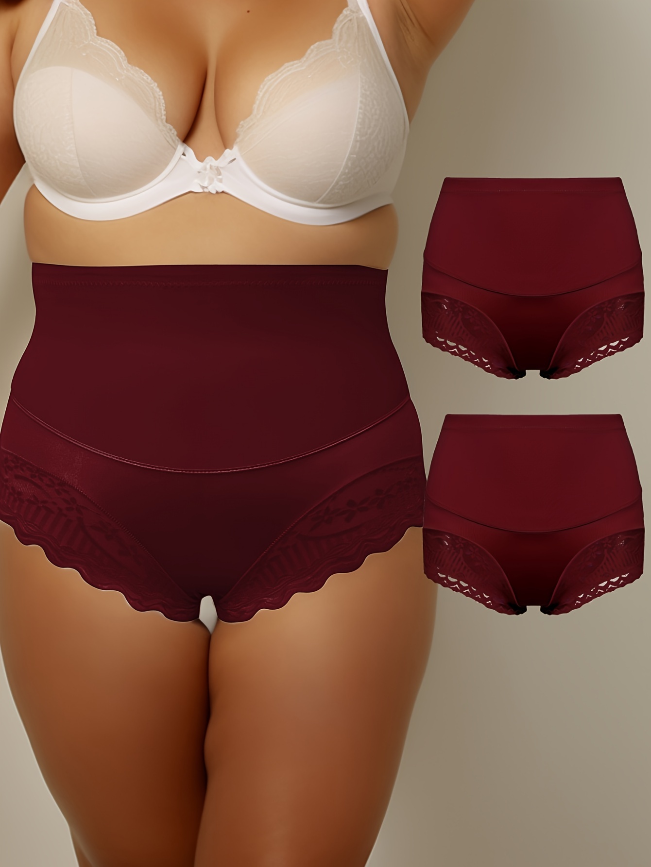 Plus Size Elegant Panties Set Women's Plus Contrast Lace - Temu