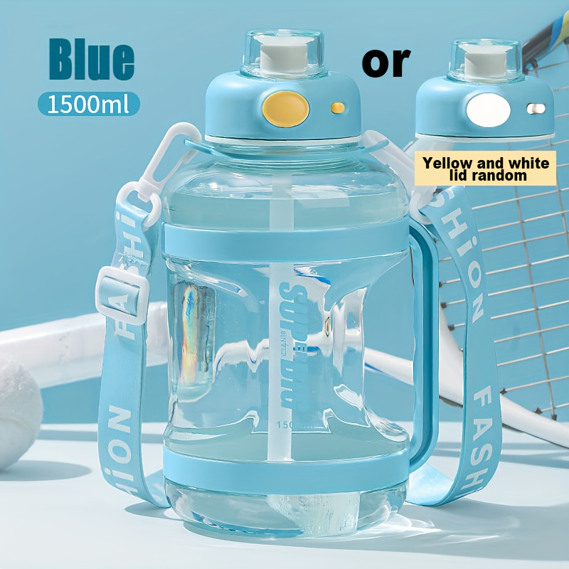 1500ml Fashion Super High-Capacity Plastic Transparent Travel Kettle Water Bottle Sports Drinking Cup Water Jugs Light Blue, Size: 23