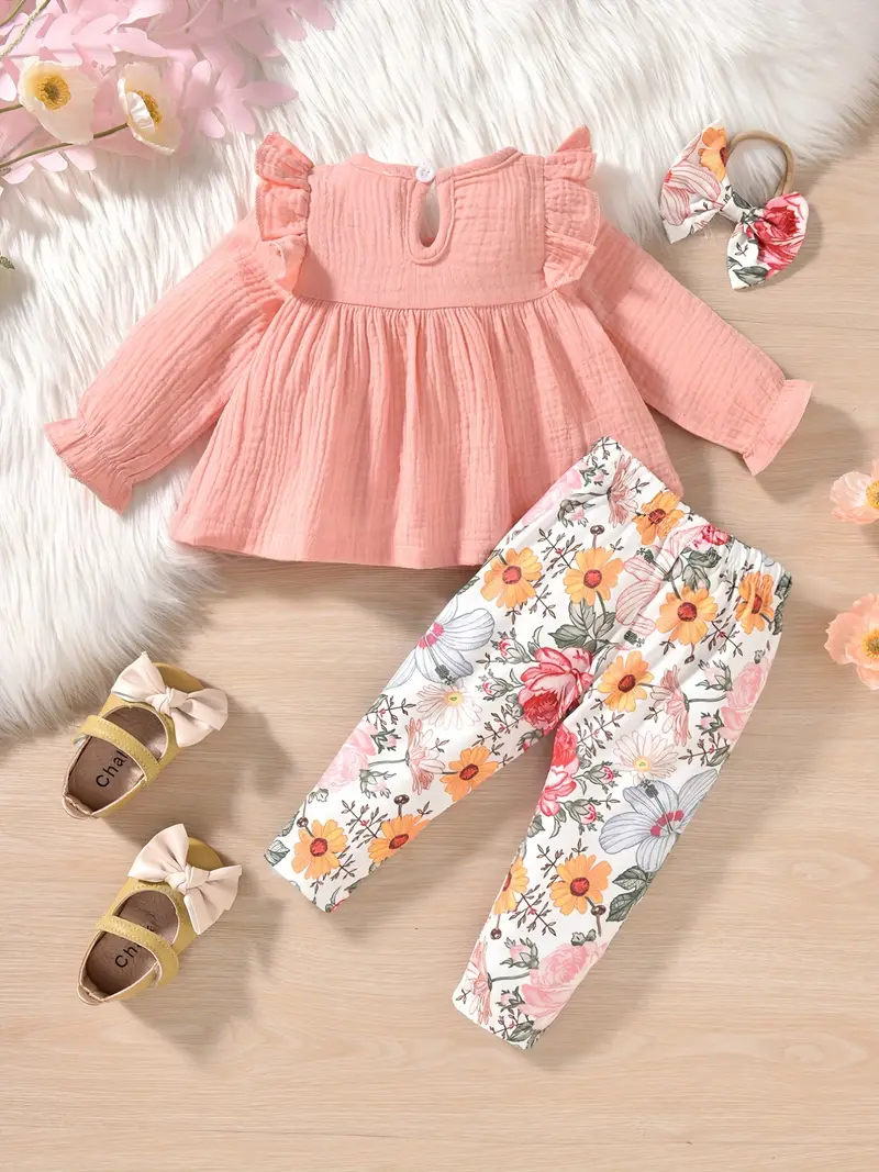 Toddler Baby Girl Outfits Floral Ruffle Flare Tunic Dress Top