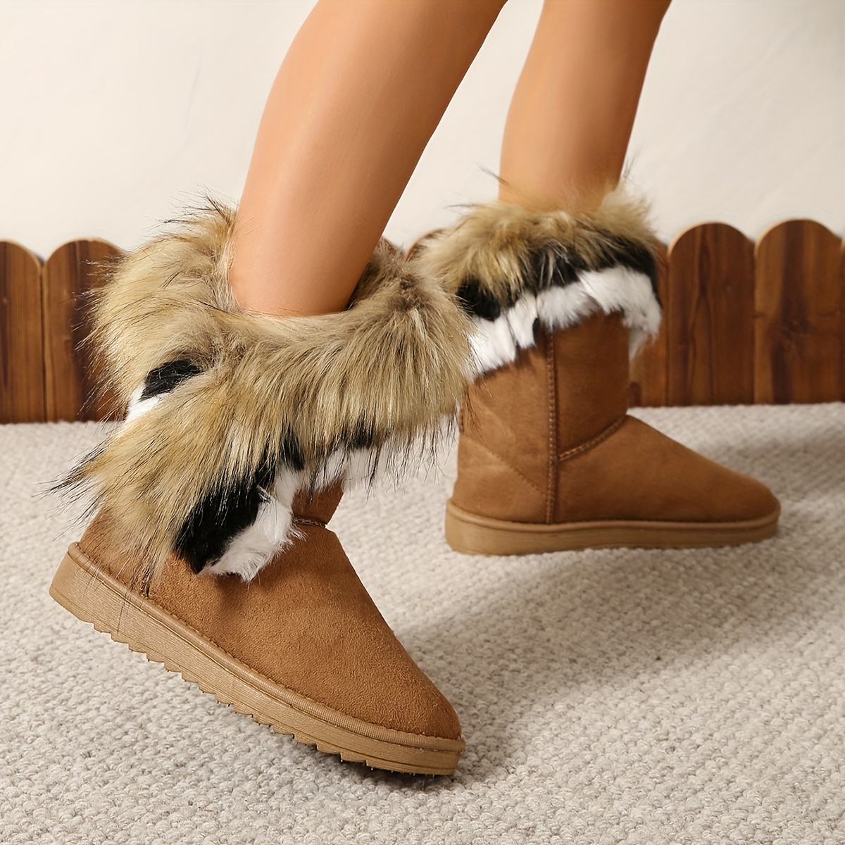 Women'S Platform Faux Rabbit Fur Snow Boots