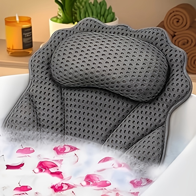 4d Mesh Fabric Bathtub Pillow 7 Suction Cups