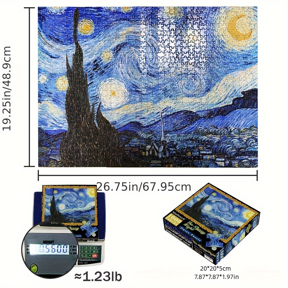 3000 Piece Jigsaw Puzzle, The Starry Night by Van Gogh Jigsaw Puzzles for  Adult Reduced Pressure Toy Gift - Learning and Education Toys Gift for  Adult