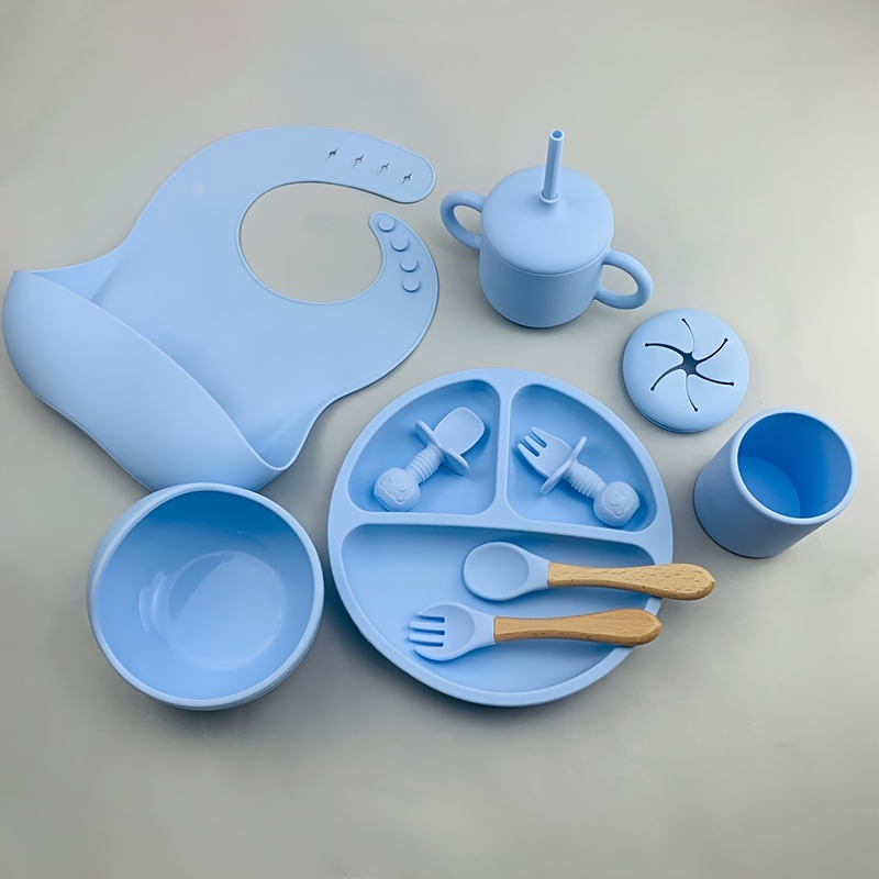 Baby Led Weaning Food Set Silicone Bib Bowl Sippy Cup Snack - Temu