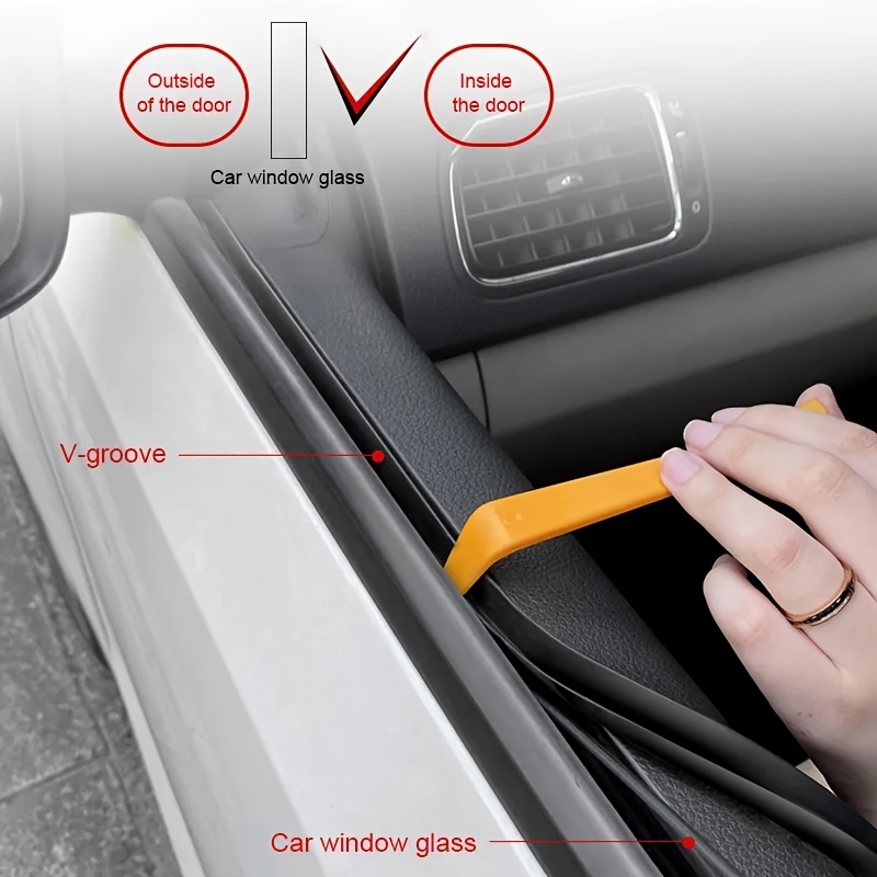 4m V Type Rubber Seal Strips Car Window Glass Door Panel Sound Noise  Insulation 
