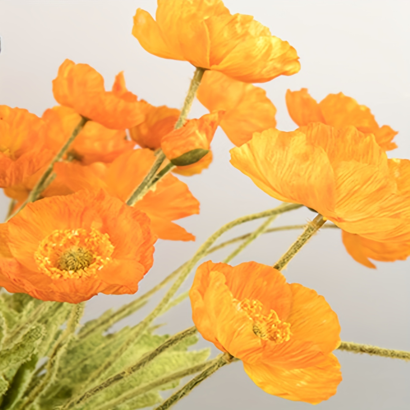 Artificial Poppy Silk Flowers Faux Poppy Flower Stems Fake - Temu