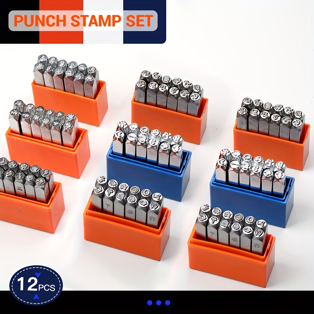 36pcs 6-7mm Small font letter number Stamp+Pattern Punch Set For