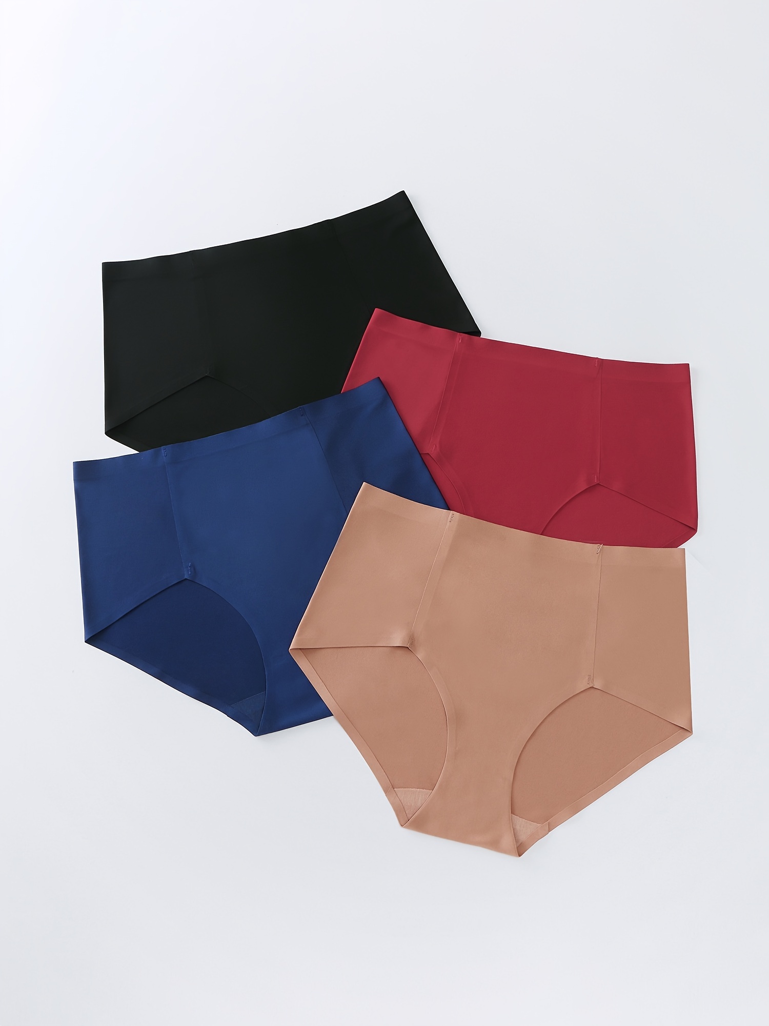 4PCS Women's Seamless Solid Color Underpant Sexy Breathable