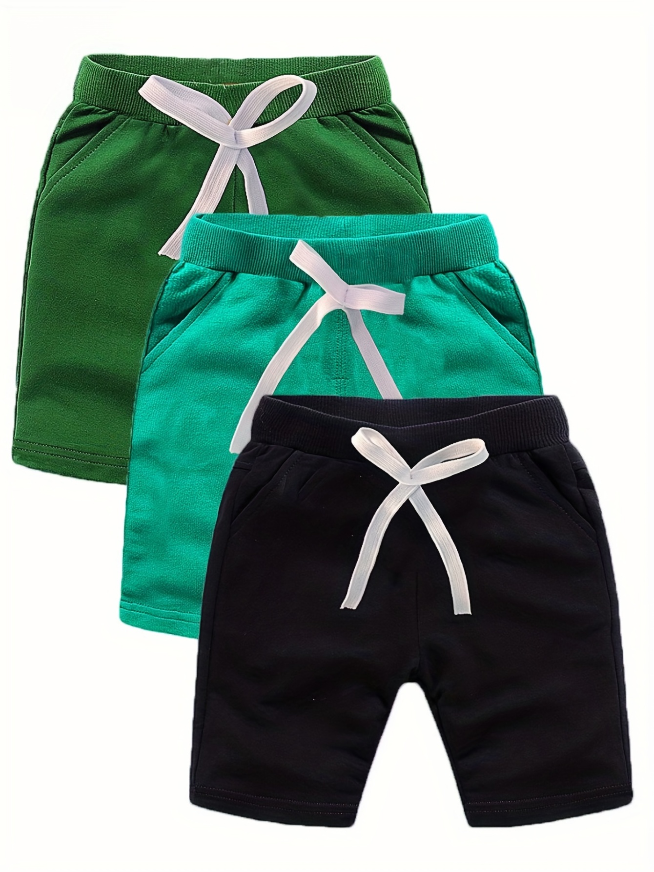 2/3pcs Kids Short Pants Solid Color Summer Shorts Little Boy Casual Cotton  Pockets Short Bottom Boys Short Pant