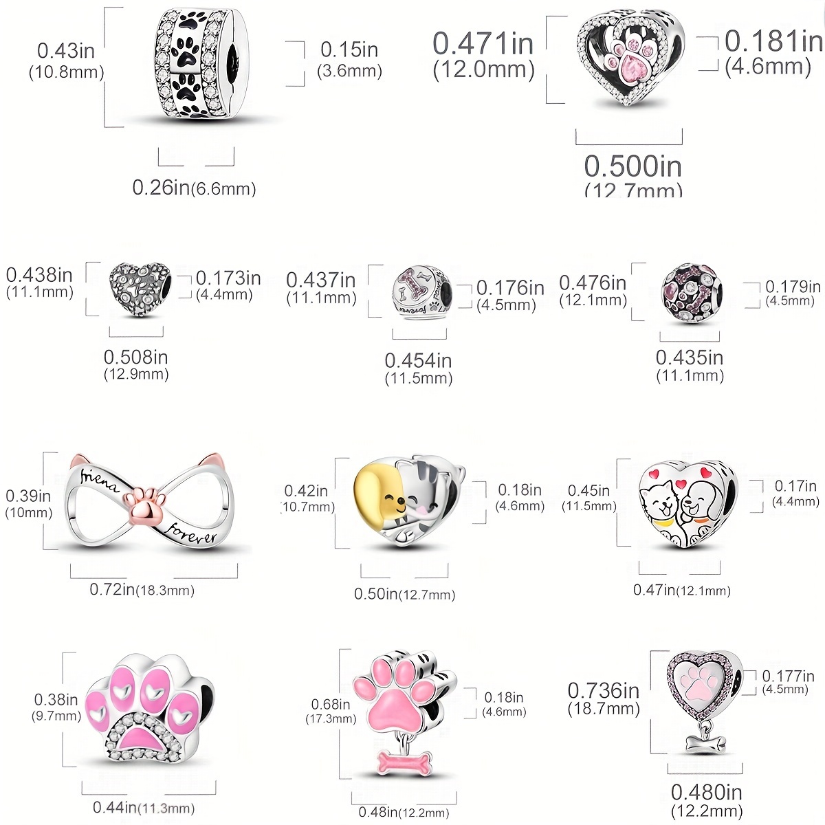 Empty Bangle  8.5mm & Cat Best Friend Charms