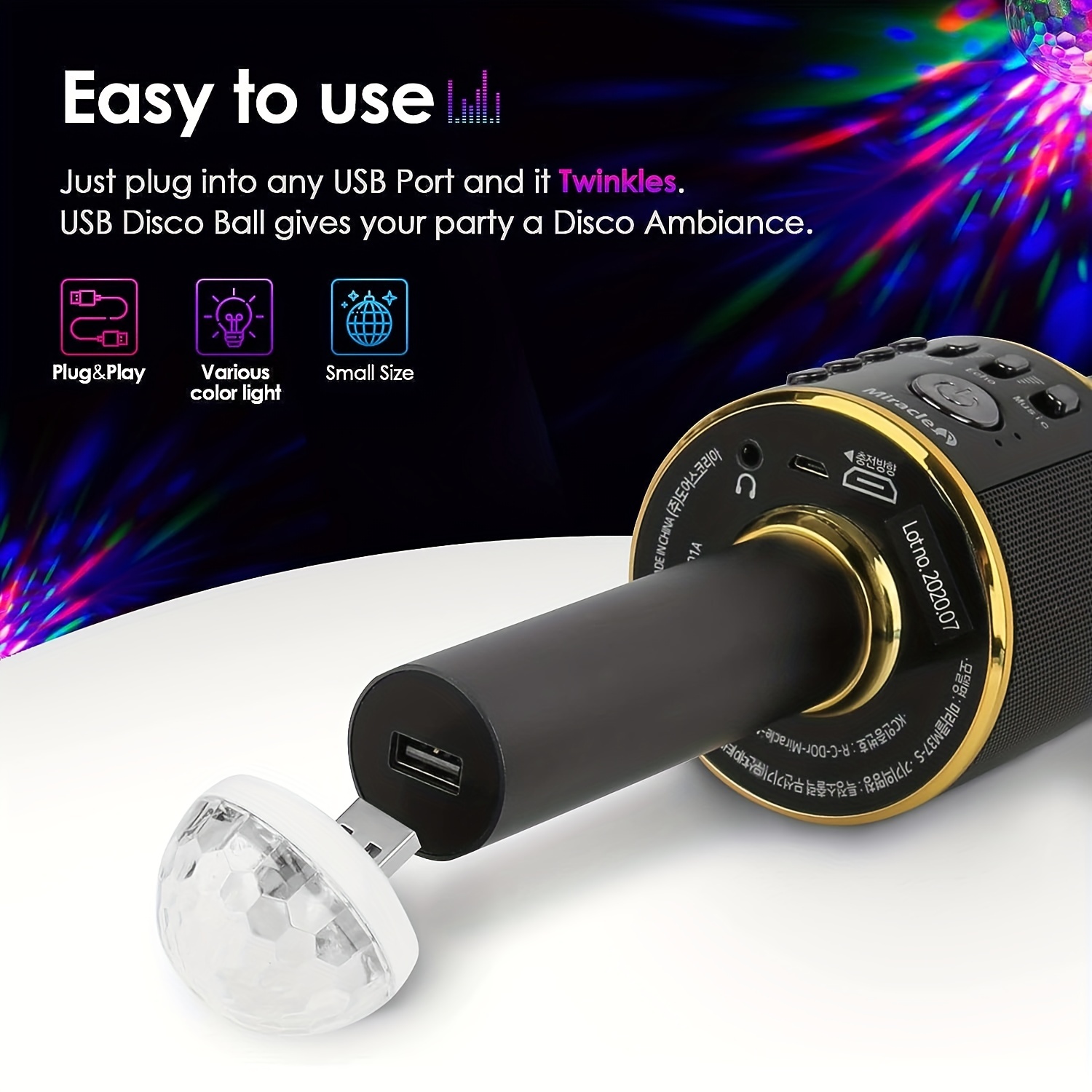 URAQT USB Mini Disco Ball Licht,3 Stück DJ Ball USB Party