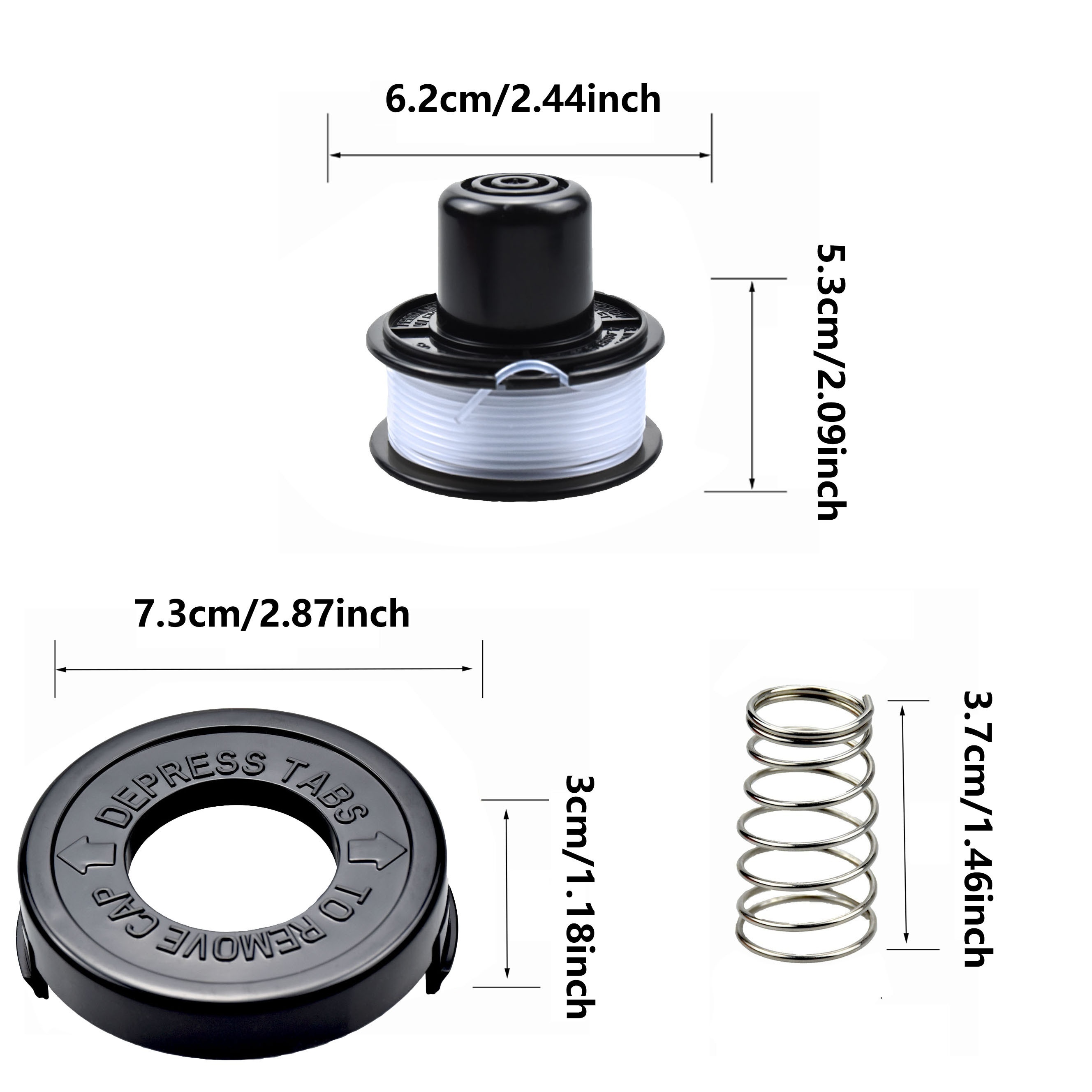 Trimmer Line - Cap - Spring Replacement Spool Pack for Black & Decker  RS-136-BKP