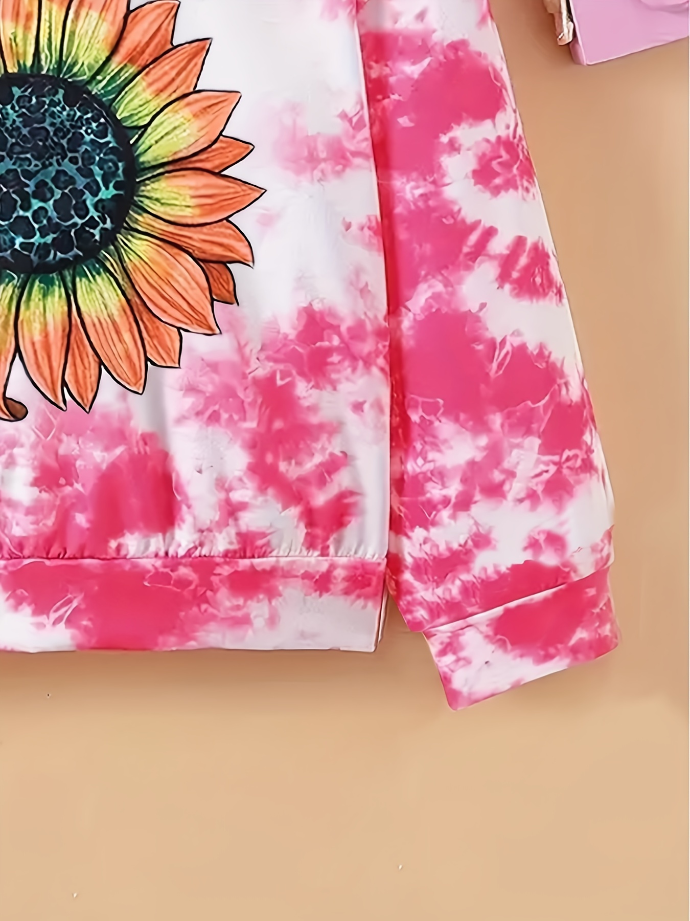 Fashion Children's Clothes Girls Tie-dye Pink Sunflower Pattern