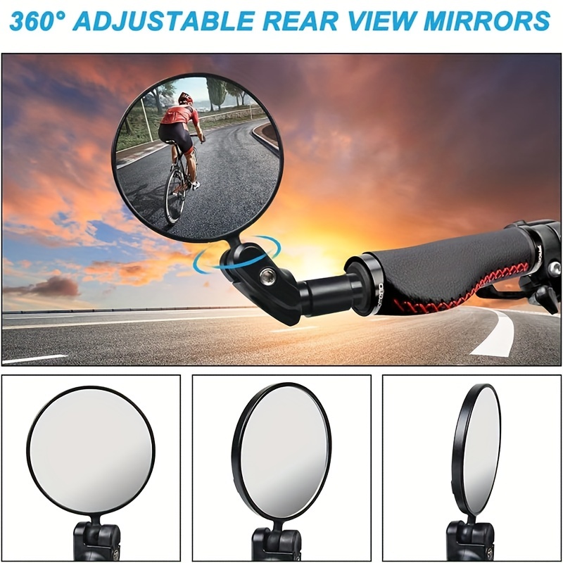 

2 Pcs 360° Bicycle Mirrors, Universal Safe Rear View Mirror For 17.4 Mm - 22 Mm, Robust, Screw-in Mirror, Bicycle Handlebar Mirror For Bicycle, Mountain Bike, Road Bikes