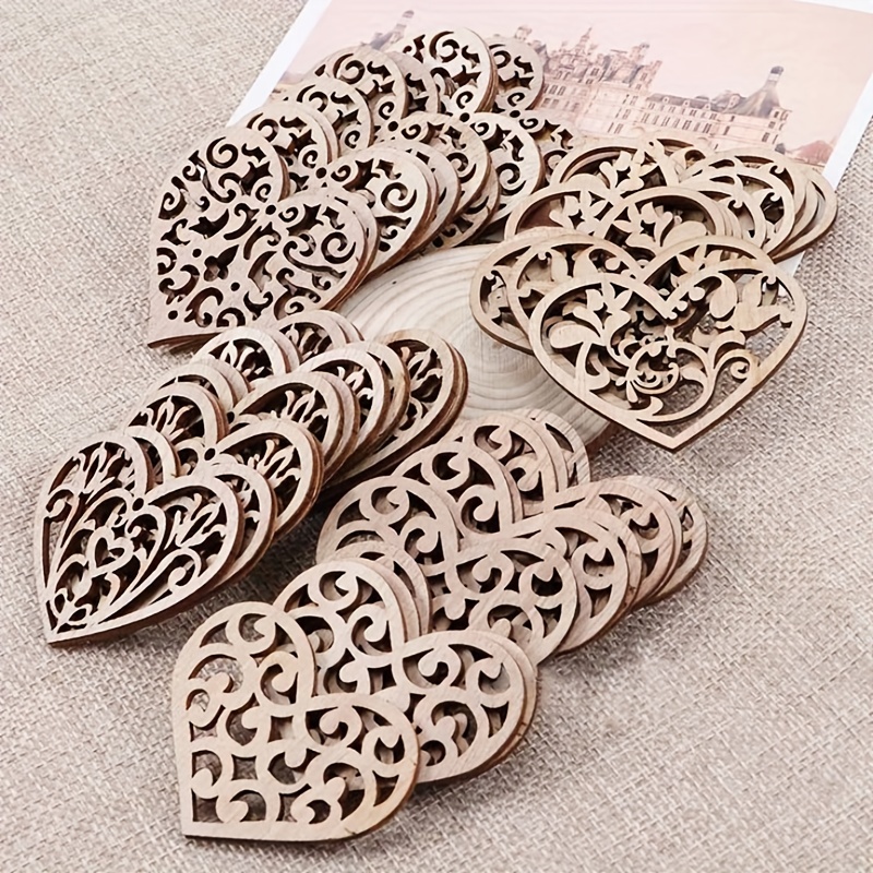  50pcs Wood Chips Blank Heart Cutout Heart Slice Decoration Wooden  Hearts for Crafts Wooden Heart Embellishment DIY Wooden Ornaments Heart Wood  Slices Wooden Shapes Natural Signage