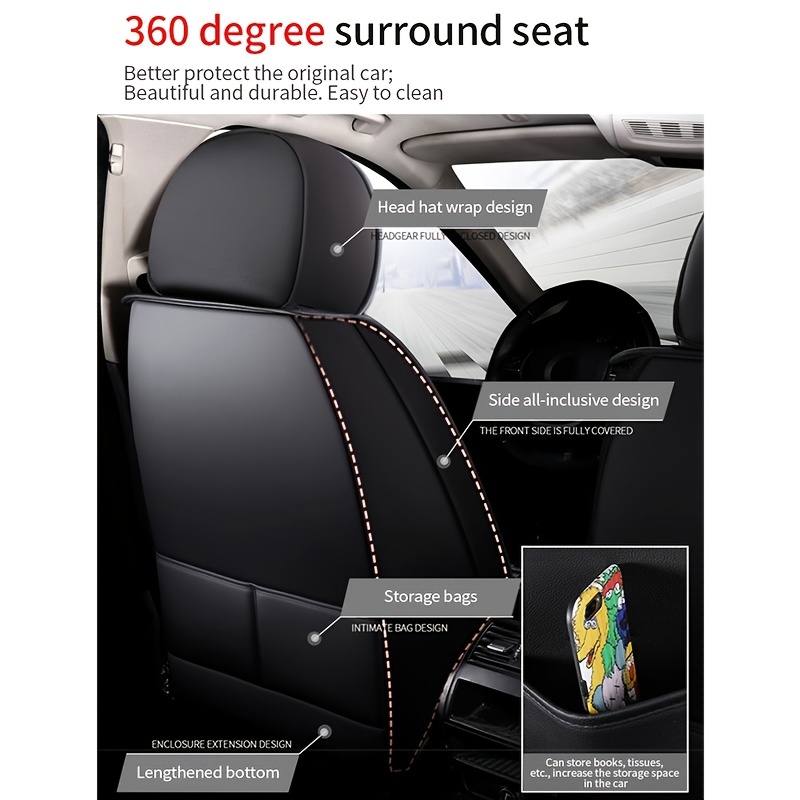 Luxurious Leather Seat Covers with Color Block Design