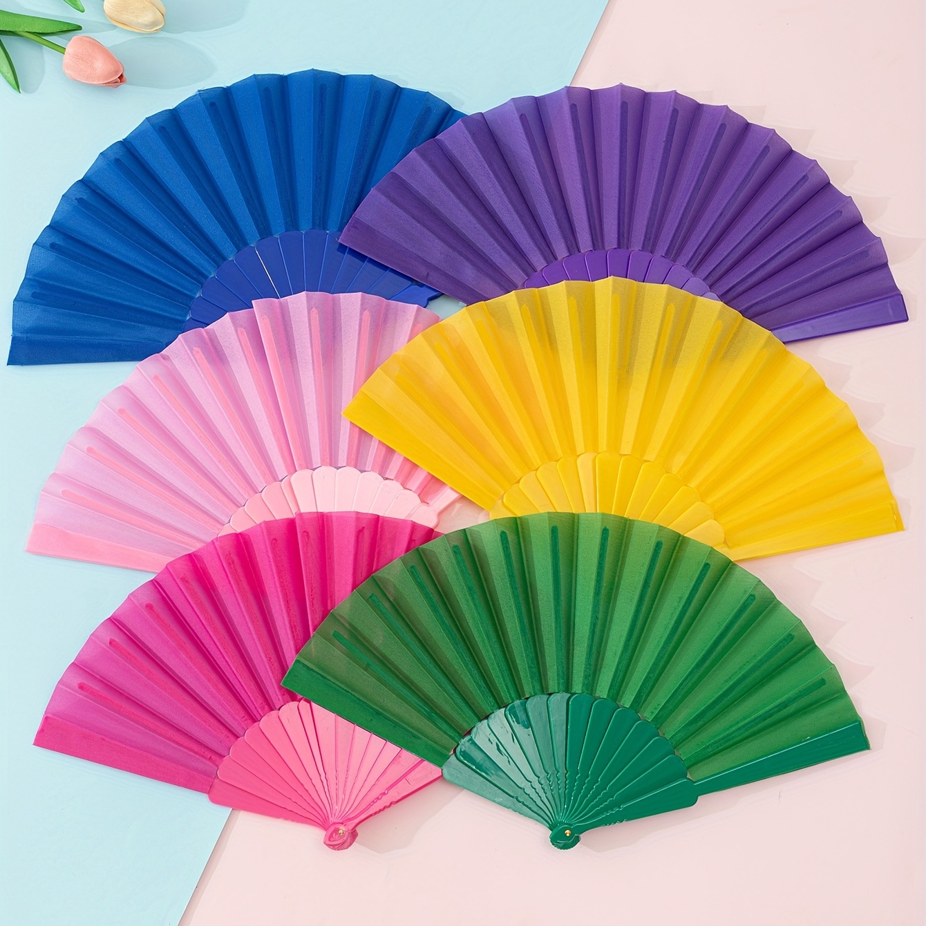 Solid Color Paper Fans | 12ct