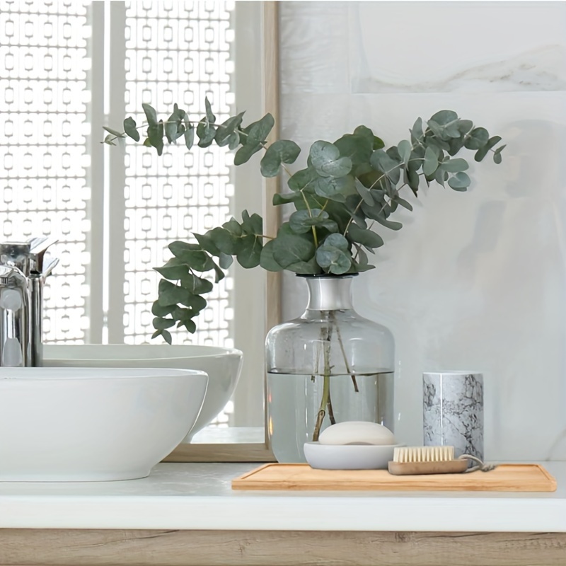 Bandeja blanca de baño para encimera de tocador, bandeja de madera  decorativa de bambú para decoración de encimera de baño de invitados