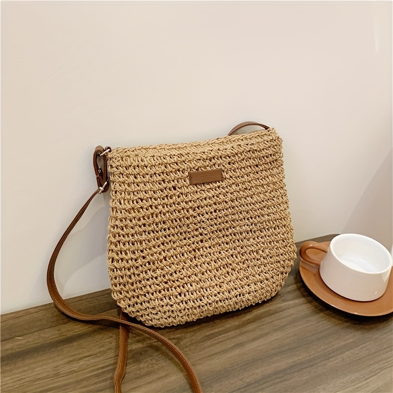Straw Beach Bag Women's Woven Crossbody Shoulder Bag For Holiday
