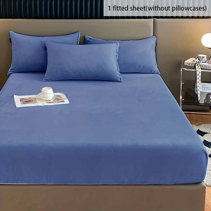  WIIN Sábana bajera de franela de algodón cepillado, suave,  acogedora, con bolsillo profundo de 5.9 in, ropa de cama –  King/Doble/Individual – Gris/Rosa/Blanco/Azul (color: azul, tamaño: 78.7 x  86.6 in) 