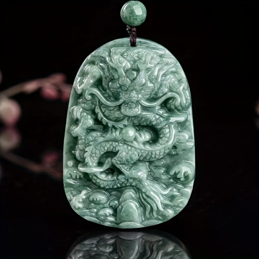 

1pc Jade Dominant Dragon Pattern Pendant Necklace, For Men Women