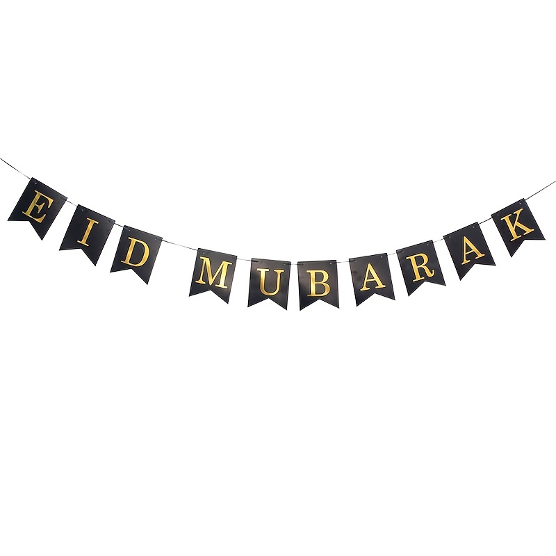 1pc Eid Alphabet Black Fish Tail Pull Flag Party Decoration Props Eid