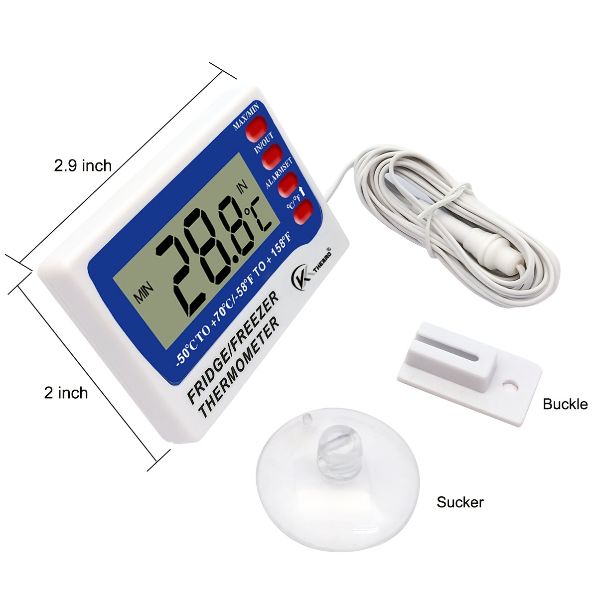 1pc Digital Thermometer Fridge Frost Freezer Room Lcd Refrigerator