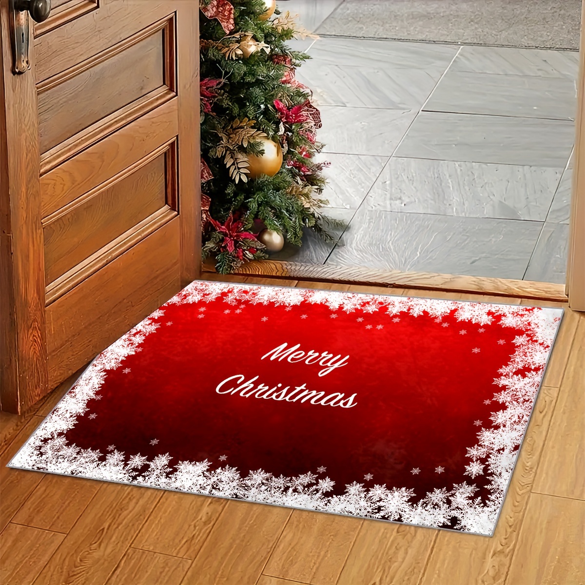 Christmas Door Mat Indoor Outdoor Non Slip Snow And Xmas Car Entryway Mat  Washable Entrance Door Mats Floor Carpet For Front Door Decor - Temu