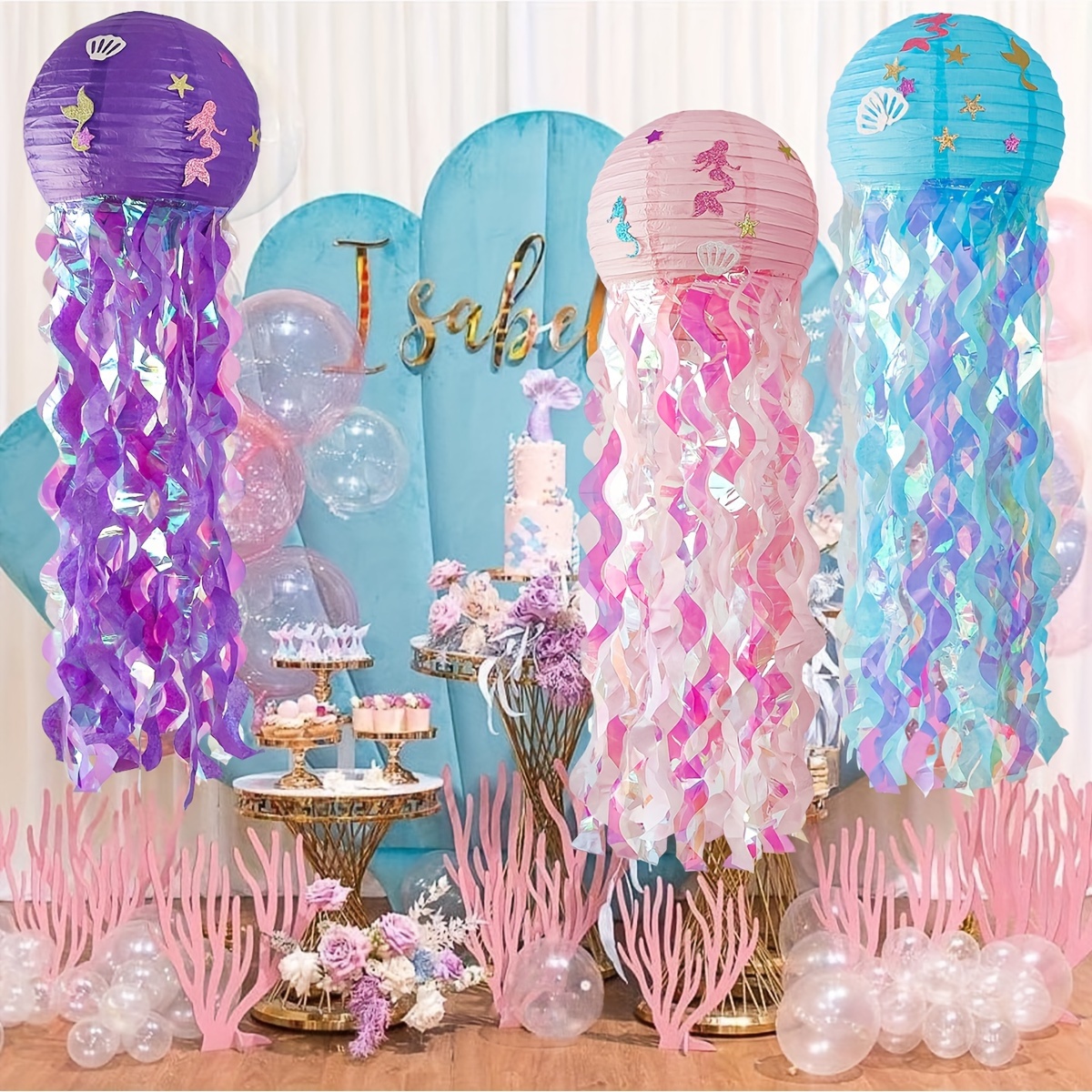 Hanging Jellyfish Paper Lantern Mermaid Glitter Hanging - Temu Canada