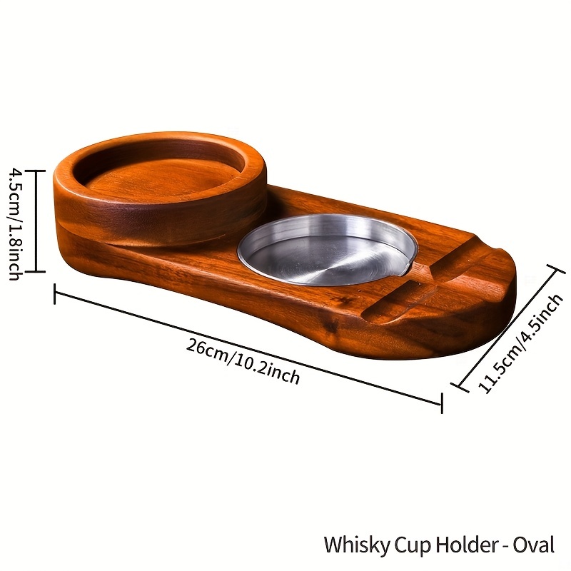 Solid Wood Whiskey Cup Holder And Cigar Ashtray