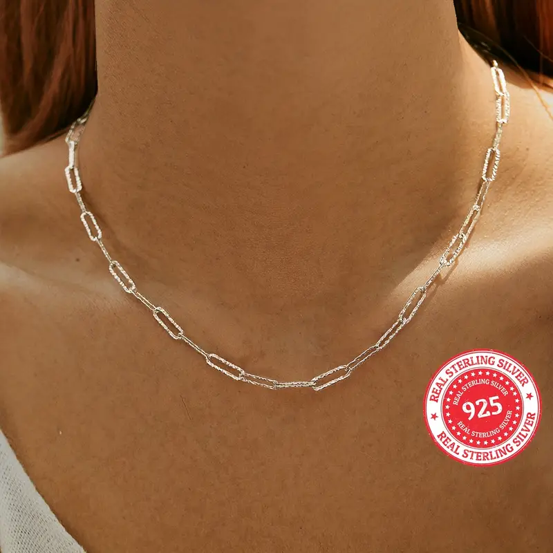 Solid Gold Paperclip Chain Necklace - Chic Enduring Gift