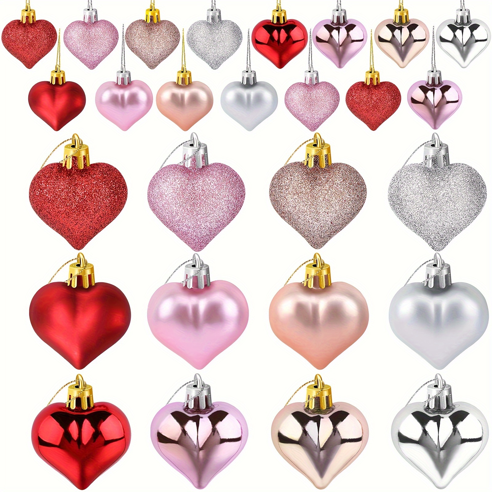 6/12pcs Valentine's Day Heart Shaped Ornaments Romantic Valentines