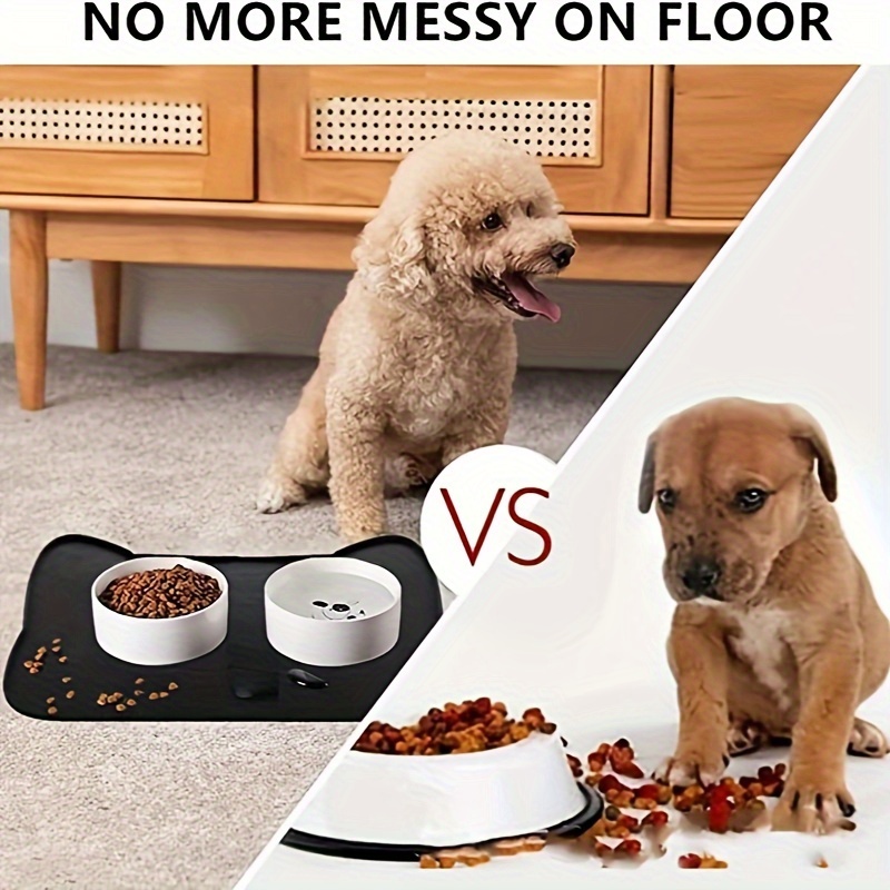 Silicone Dog Bowl Mat, Waterproof Floor Mat for Dog Food and Water