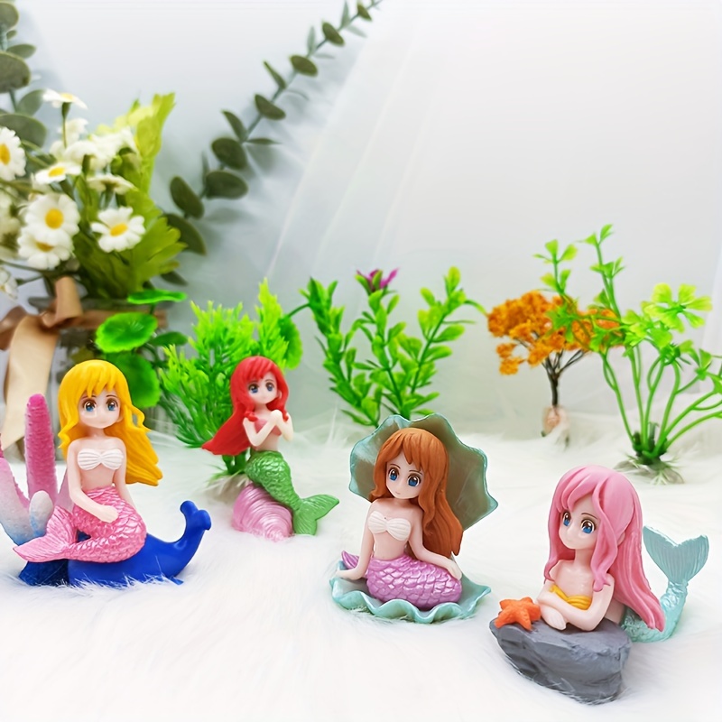 TEMU 2pcs/4pcs Miniature Mermaid Statues, Creative Decoration Of Aquarium, Miniature Moss Landscape Decoration, Ornaments, Interesting Gifts