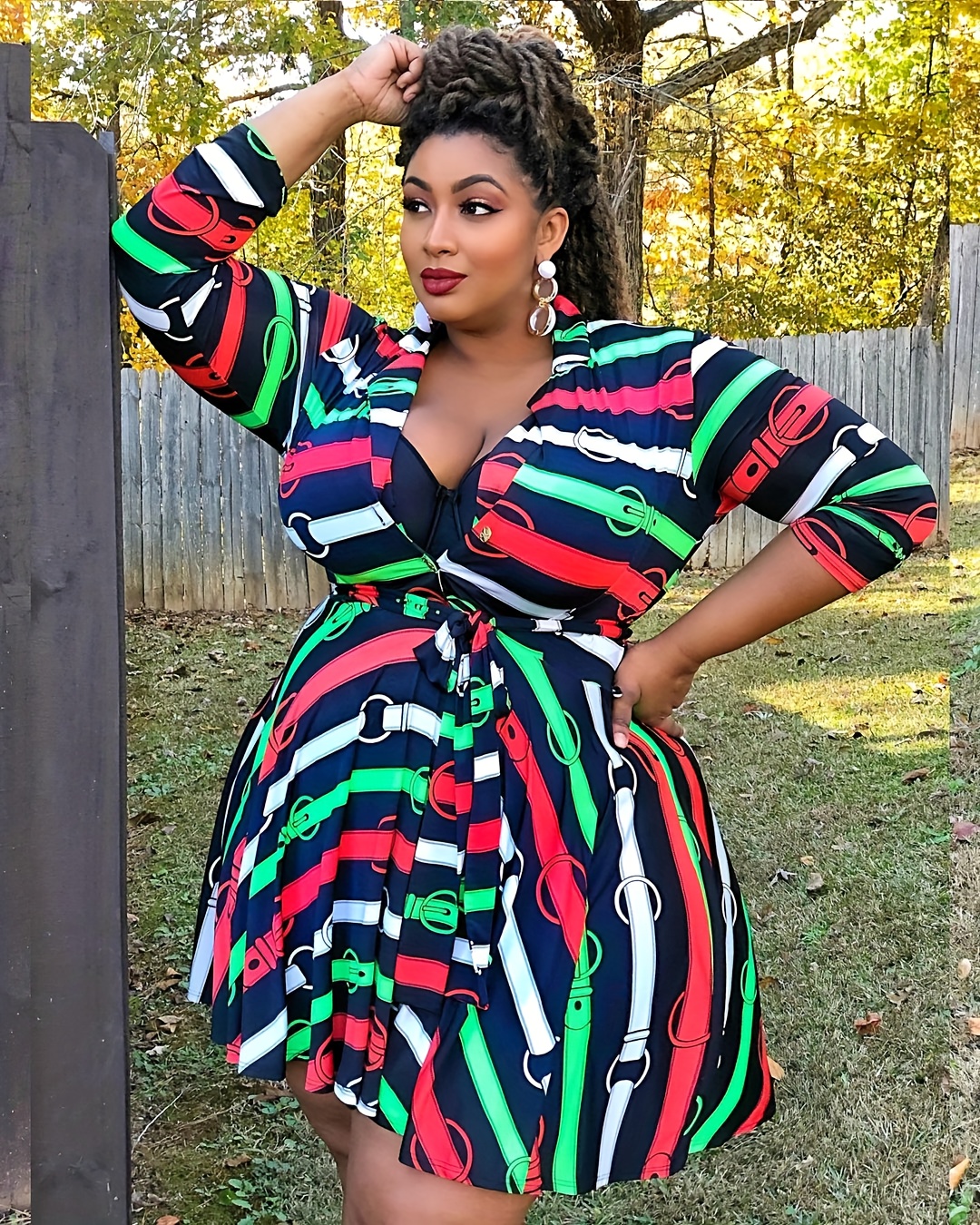 Elegant Dress Plus Size Women's Plus Graphic Print Long - Temu