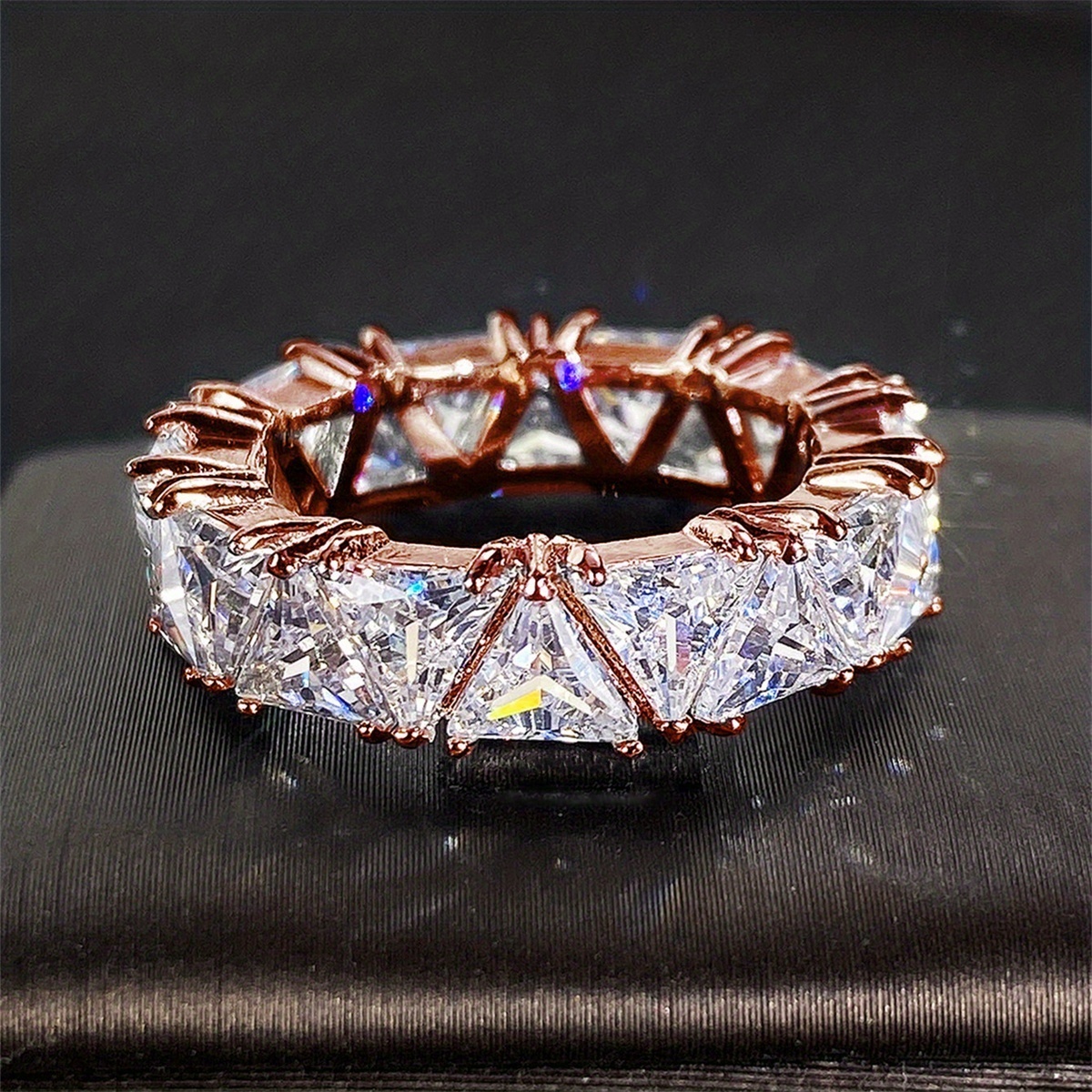 Triangle Zircon Ring, 18K Plated Promise Ring